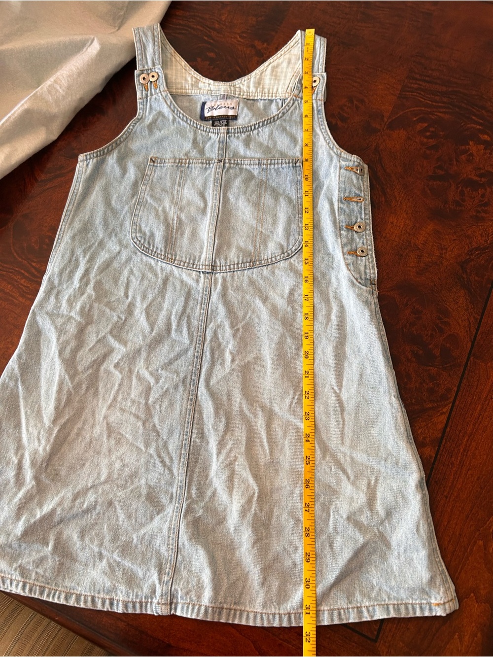 Vintage Denim Mini Overall Jumper Dress - Light Wash Denim - Picture 7 of 7